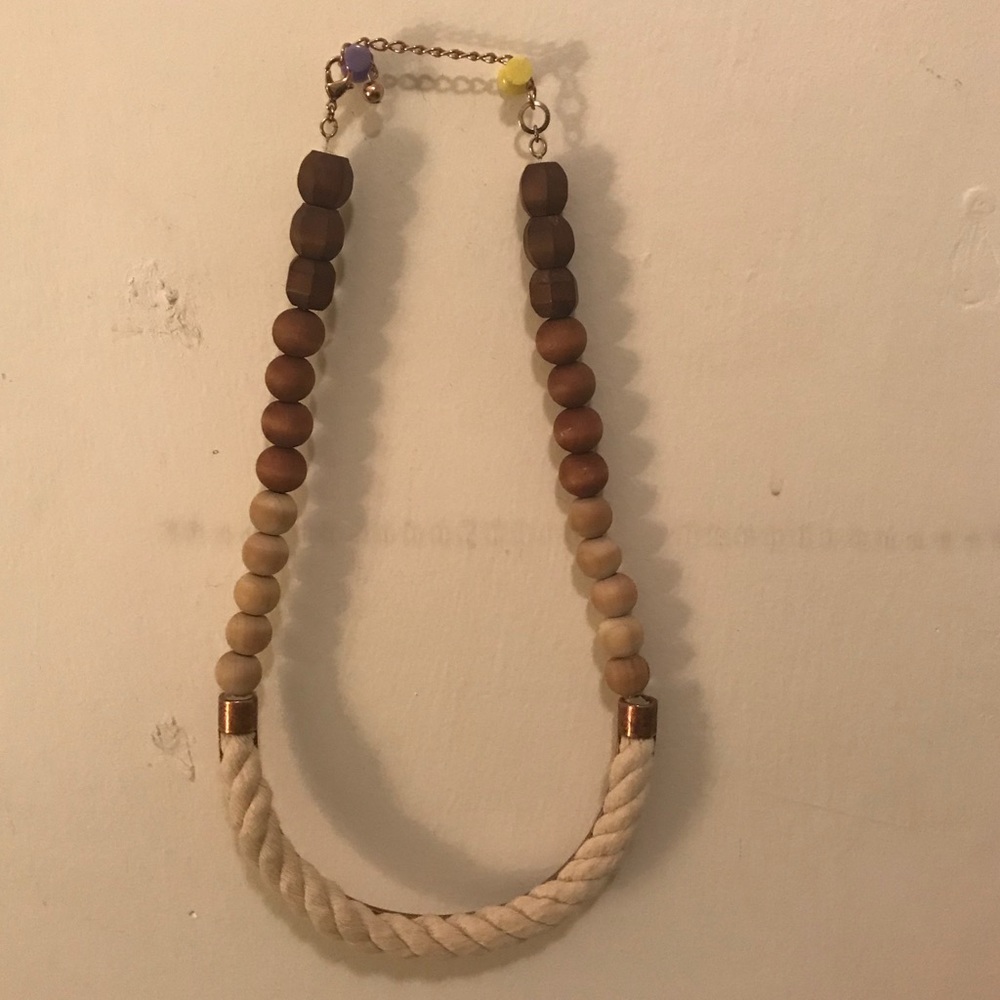 Anthropologie Rope and wooden beaded necklace